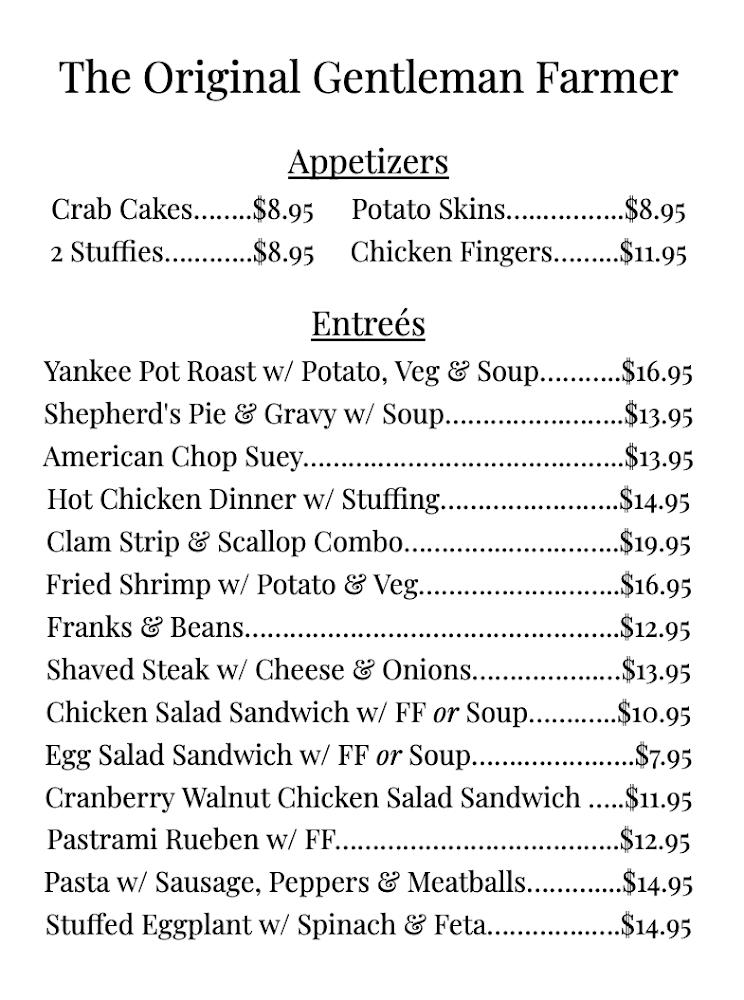 The Original Gentleman Farmer Menu image 1