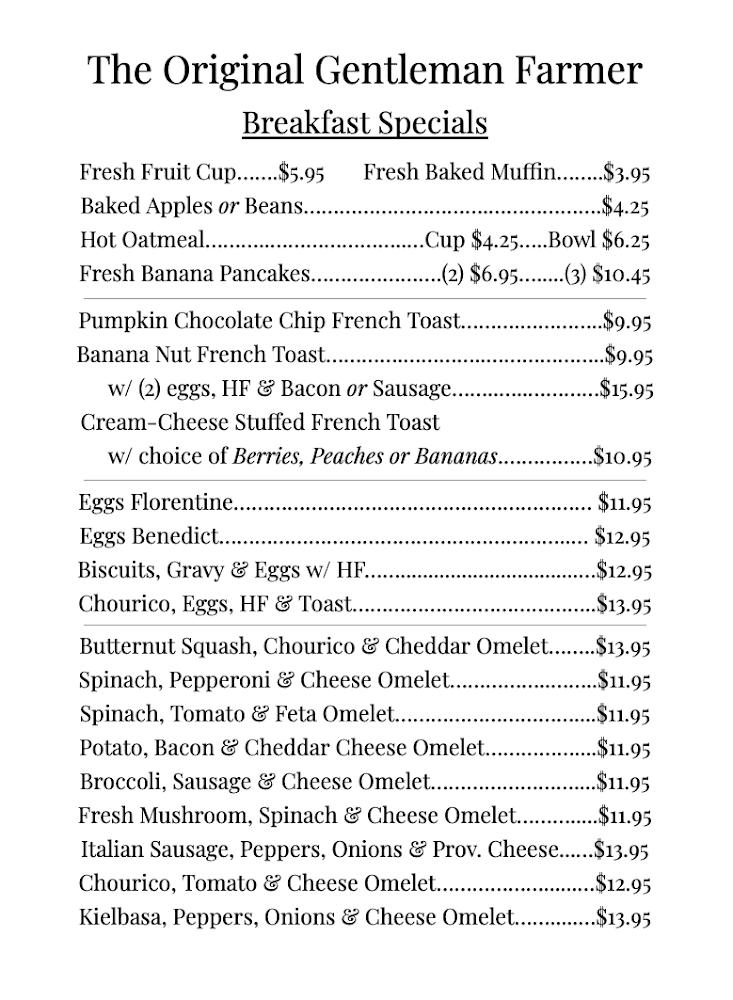 The Original Gentleman Farmer Menu image 2